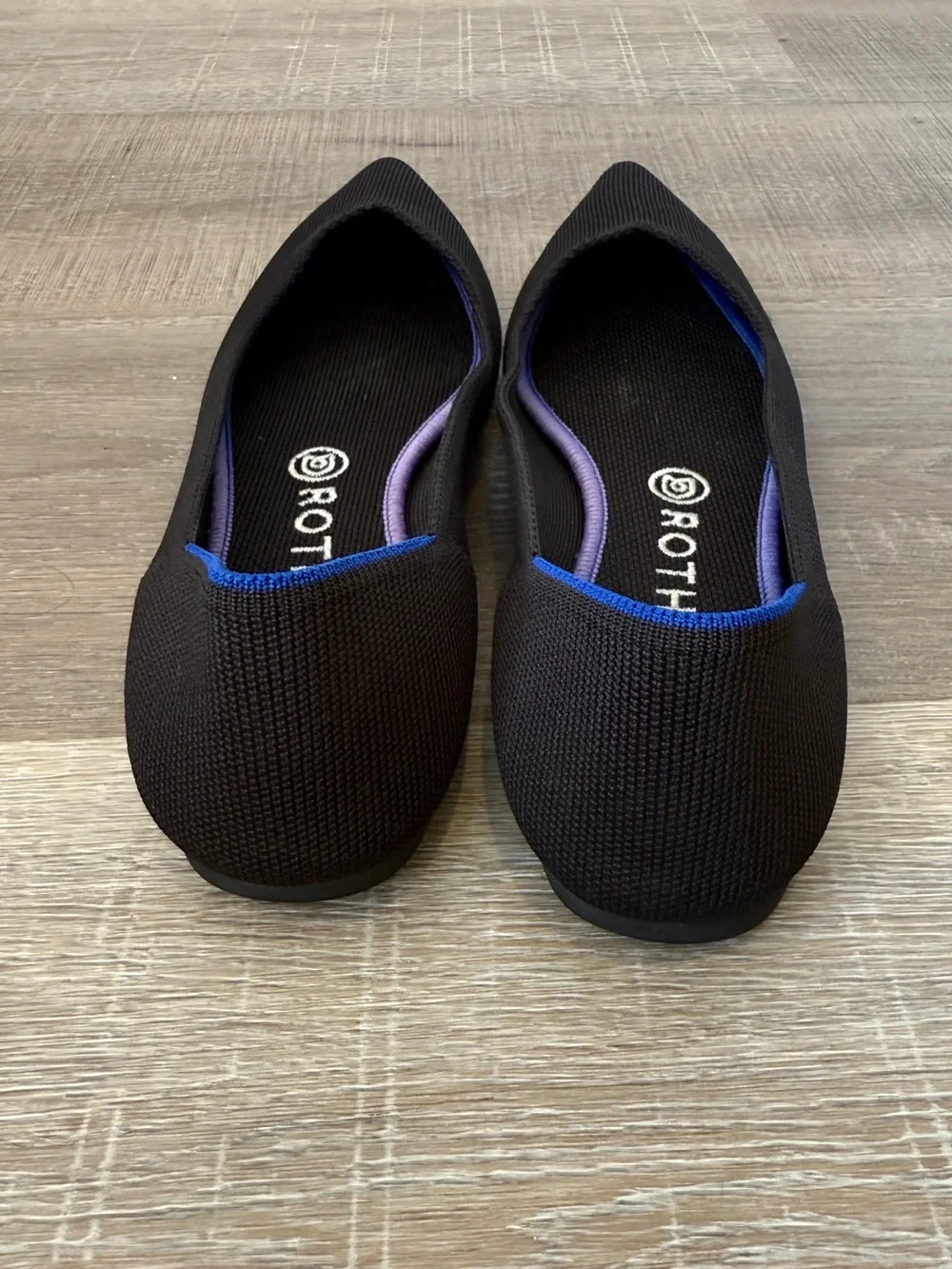Rothy's The Point Flats Women's Size 9 Black Blue Pointed Toe